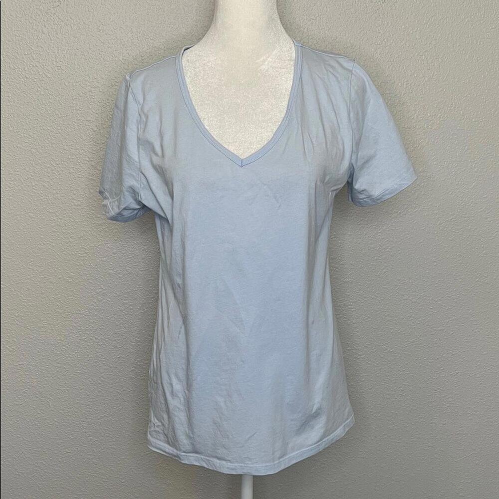 Ann Taylor VNeck Pima Cotton TShirt Blue Size Medium